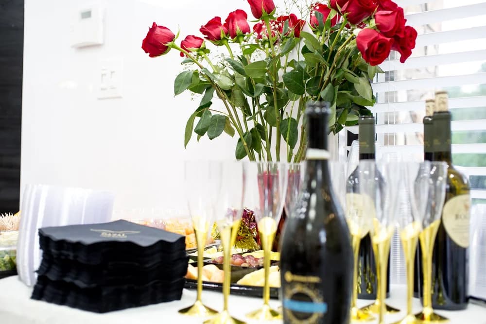Beautiful decor & champagne at the Gazal Eyecare grand opening celebration