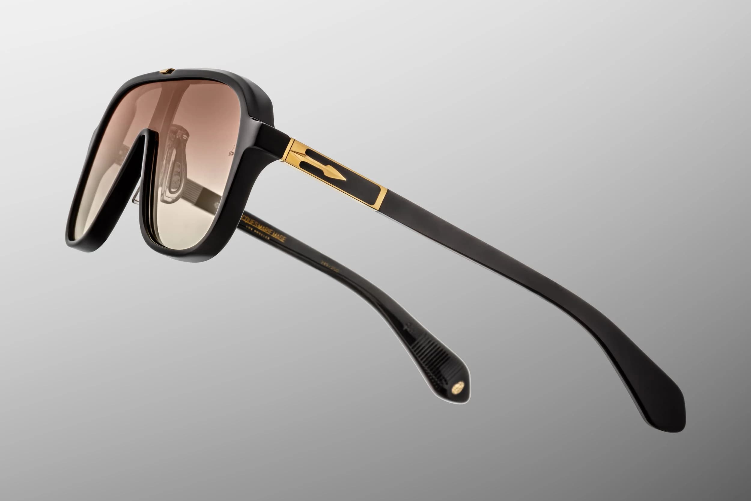 Jacques Marie Mage KUROKAWA sculptural aviator sunglasses from the Kyosho Collection, Beluga colorway, side view — carried at Gazal Eyecare in Roswell, GA
