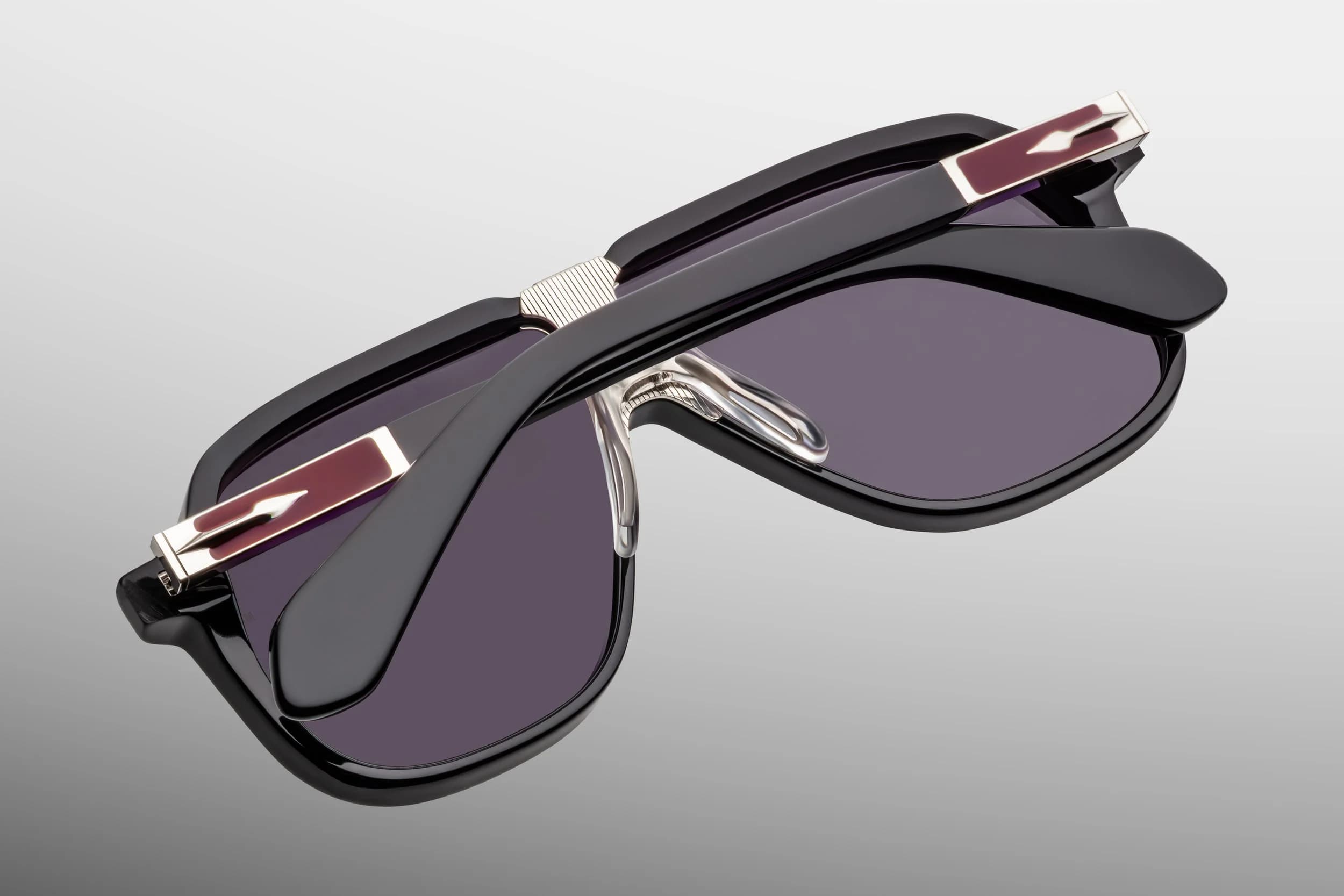 Jacques Marie Mage KUROKAWA sunglasses in Black, rear view showing the columnar bridge and shield lens design